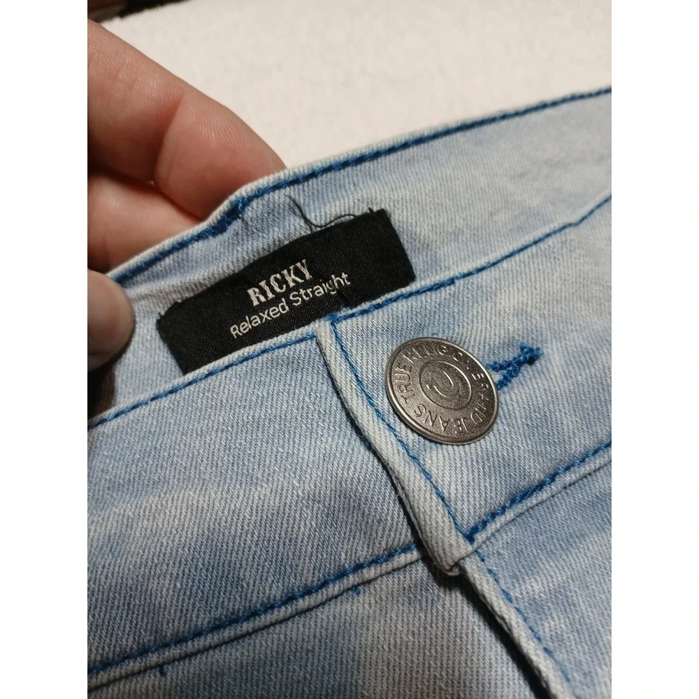 NWT True Religion Ricky SN Flap Straight Jeans Men's 36x34 Light Endless Wash